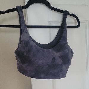 Lululemon Reversible Dark Gray Tie-Dye Scoop Neck Sports Bra In Size 8